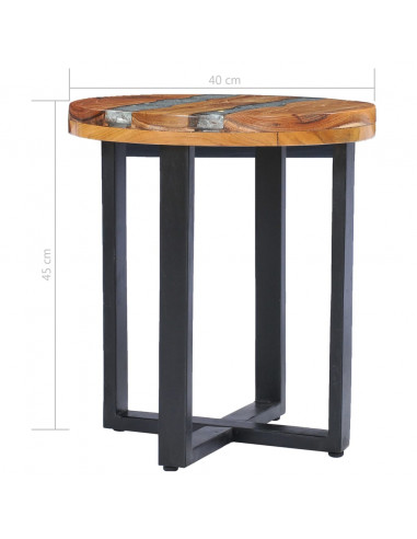 Tavolino da Caffè 40x45 cm Legno Massello Teak e Poliresina