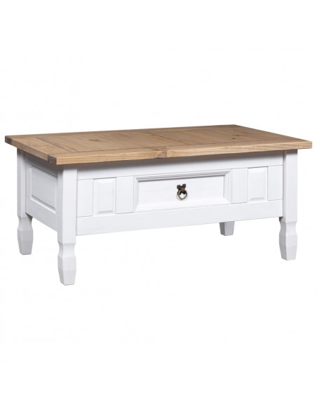 Tavolino Caffé Pino Messicano Corona Range Bianco 100x55x45 cm