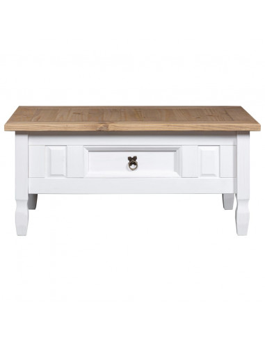 Tavolino Caffé Pino Messicano Corona Range Bianco 100x55x45 cm