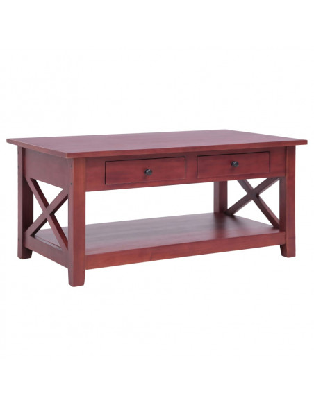 Tavolino da Caffè Marrone 100x55x46 cm Legno Massello di Mogano