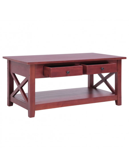 Tavolino da Caffè Marrone 100x55x46 cm Legno Massello di Mogano