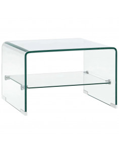 Tavolino da Caffè Trasparente 50x45x33 cm in Vetro Temperato 2