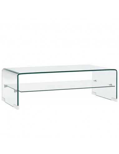 Tavolino da Caffè Trasparente 98x45x31 cm in Vetro Temperato