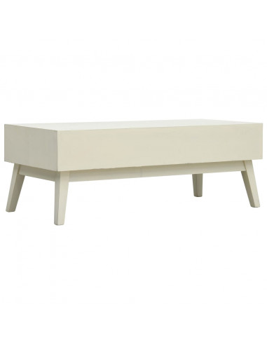 Tavolino Caffè 2 Cassetti Intagliati Grigio 110x50x40cm Legno