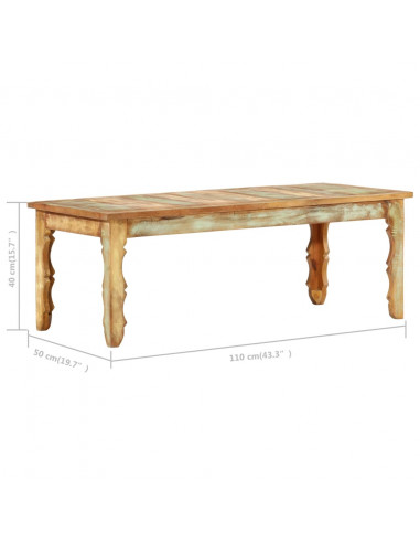 Tavolino da Caffè 110x50x40 cm in Legno Massello di Recupero