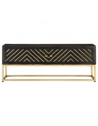 Tavolino da Caffè Nero e Oro 90x50x35 cm in Massello di Mango