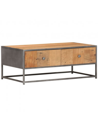 Tavolino da Caffè 90x50x35 cm in Legno Massello di Recupero