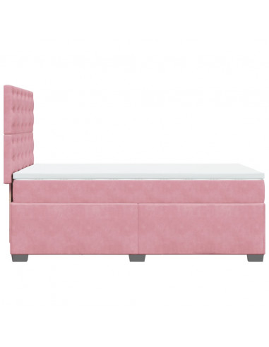 Giroletto a Molle con Materasso Rosa 90x200 cm in Velluto