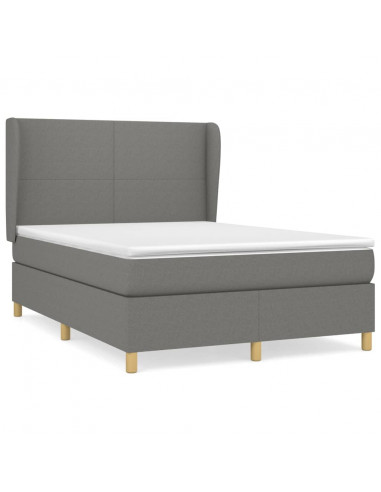 Giroletto a Molle con Materasso Grigio Scuro 140x190 cm Tessuto