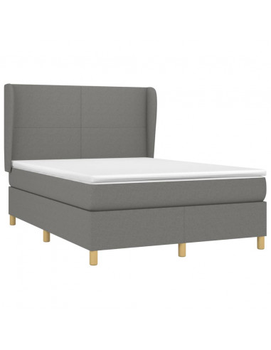 Giroletto a Molle con Materasso Grigio Scuro 140x190 cm Tessuto