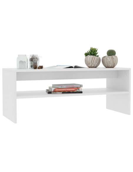 Tavolino da Salotto Bianco 100x40x40 cm in Legno Multistrato