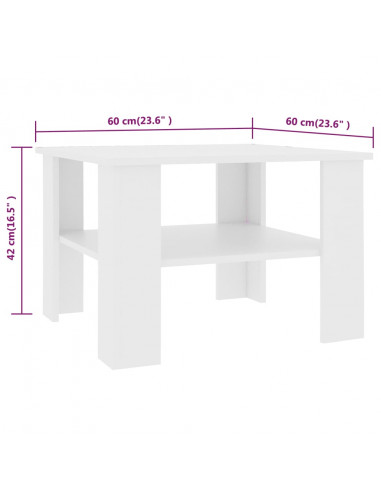 Tavolino da Salotto Bianco 60x60x42 cm in Legno Multistrato