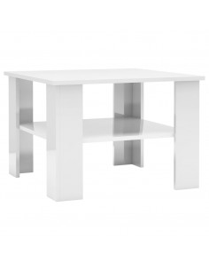 Tavolino da Salotto Bianco Lucido 60x60x42 cm Legno Multistrato 2