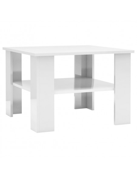 Tavolino da Salotto Bianco Lucido 60x60x42 cm Legno Multistrato