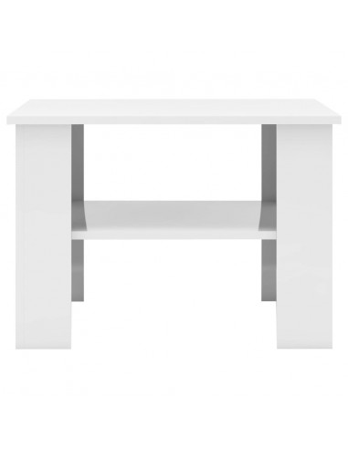 Tavolino da Salotto Bianco Lucido 60x60x42 cm Legno Multistrato