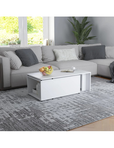 Tavolino da Salotto Bianco 150x50x35 cm in Legno Multistrato