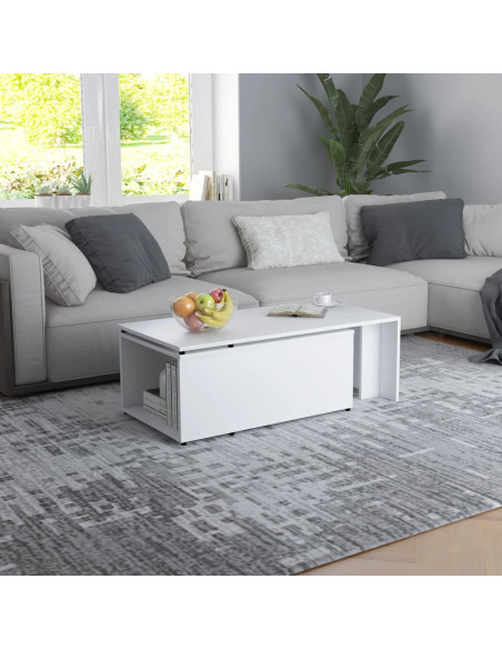 Tavolino da Salotto Bianco 150x50x35 cm in Legno Multistrato