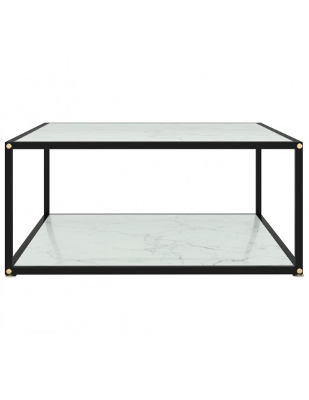 Tavolino da Salotto Bianco 80x80x35 cm in Vetro Temperato