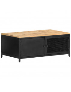 Tavolino da Caffè 90x50x37 cm in Legno Massello di Mango Grezzo 2