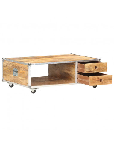 Tavolino da Caffè 89x59x33 cm in Massello di Mango Grezzo