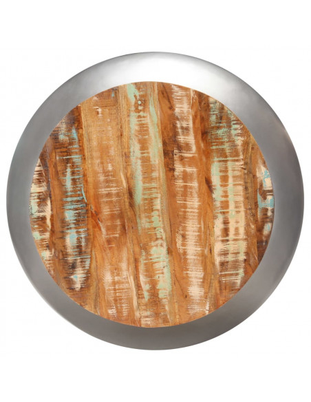 Tavolino da Caffè Grigio 68x68x30 cm Legno Massello di Recupero