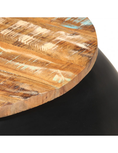 Tavolino da Caffè Nero 68x68x30 cm Legno Massello di Recupero