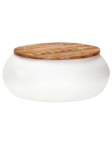 Tavolino da Caffè Bianco 68x68x30 cm in Legno di Recupero