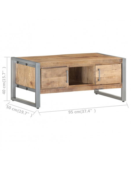 Tavolino da Salotto 95x50x40 cm in Legno di Mango Grezzo