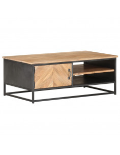 Tavolino da Salotto 90x50x35 cm in Legno Massello di Acacia 2