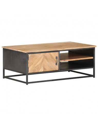 Tavolino da Salotto 90x50x35 cm in Legno Massello di Acacia