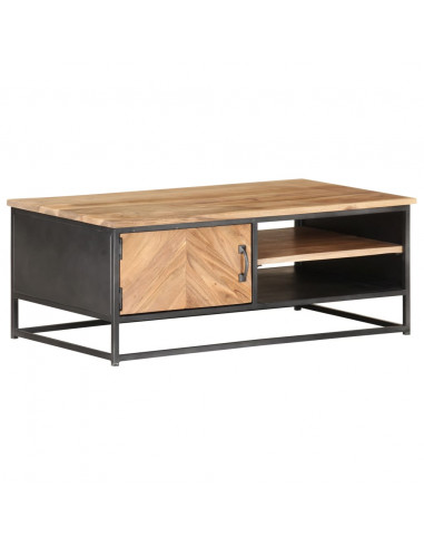 Tavolino da Salotto 90x50x35 cm in Legno Massello di Acacia