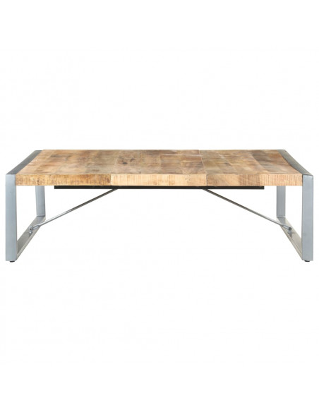 Tavolino da Salotto 140x140x40 cm in Legno di Mango Grezzo