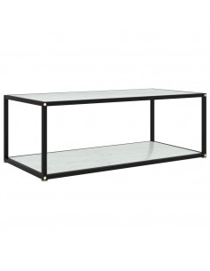 Tavolino da Salotto Bianco 100x50x35 cm in Vetro Temperato 2