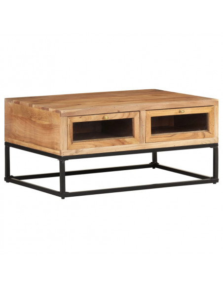 Tavolino da Salotto 90x60x40 cm in Legno Massello di Acacia