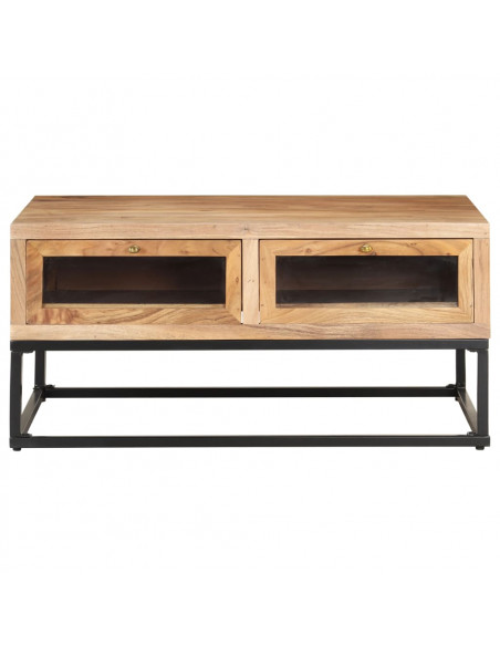 Tavolino da Salotto 90x60x40 cm in Legno Massello di Acacia