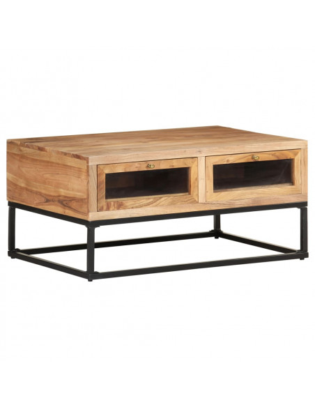 Tavolino da Salotto 90x60x40 cm in Legno Massello di Acacia