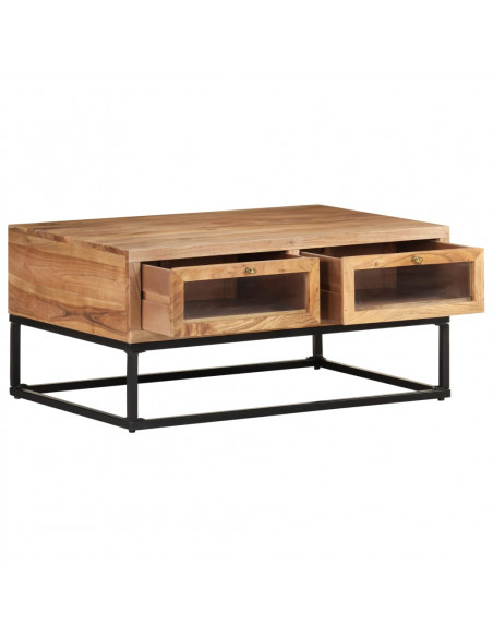 Tavolino da Salotto 90x60x40 cm in Legno Massello di Acacia