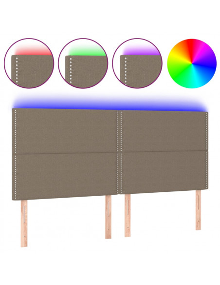 Testiera a LED tortora 200x5x118/128cm in Tessuto