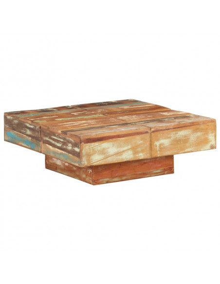 Tavolino da Caffè 80x80x28 cm in Legno Massello di Recupero
