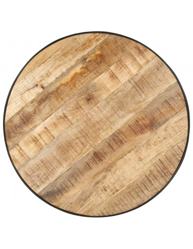 Tavolino da Caffè Nero 68x68x36 cm in Massello di Mango Grezzo