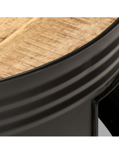 Tavolino da Caffè Nero 68x68x36 cm in Massello di Mango Grezzo