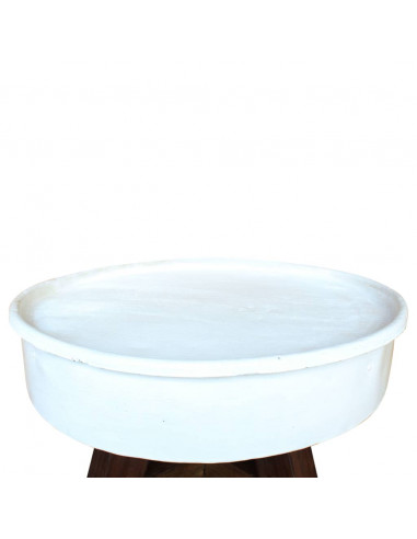 Tavolino da Caffè in Legno Massello Recuperato 60x45 cm Bianco