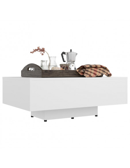 Tavolino da Salotto Bianco 85x55x31 cm in Legno Multistrato