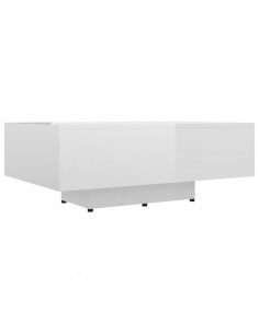 Tavolino da Salotto Bianco Lucido 85x55x31 cm Legno Multistrato 2