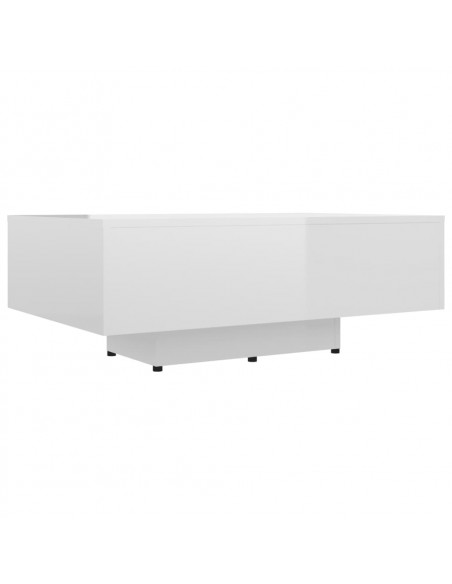 Tavolino da Salotto Bianco Lucido 85x55x31 cm Legno Multistrato