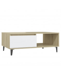 Tavolino da Salotto Bianco Rovere Sonoma 90x60x35cm Multistrato 2