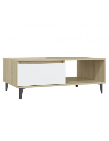 Tavolino da Salotto Bianco Rovere Sonoma 90x60x35cm Multistrato