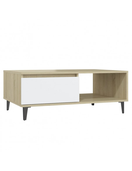 Tavolino da Salotto Bianco Rovere Sonoma 90x60x35cm Multistrato