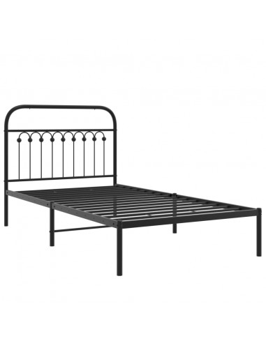 Giroletto con Testiera in Metallo Nero 100x190 cm