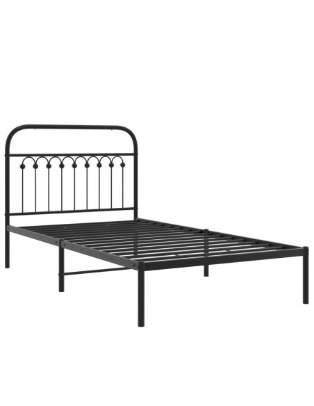 Giroletto con Testiera in Metallo Nero 100x190 cm